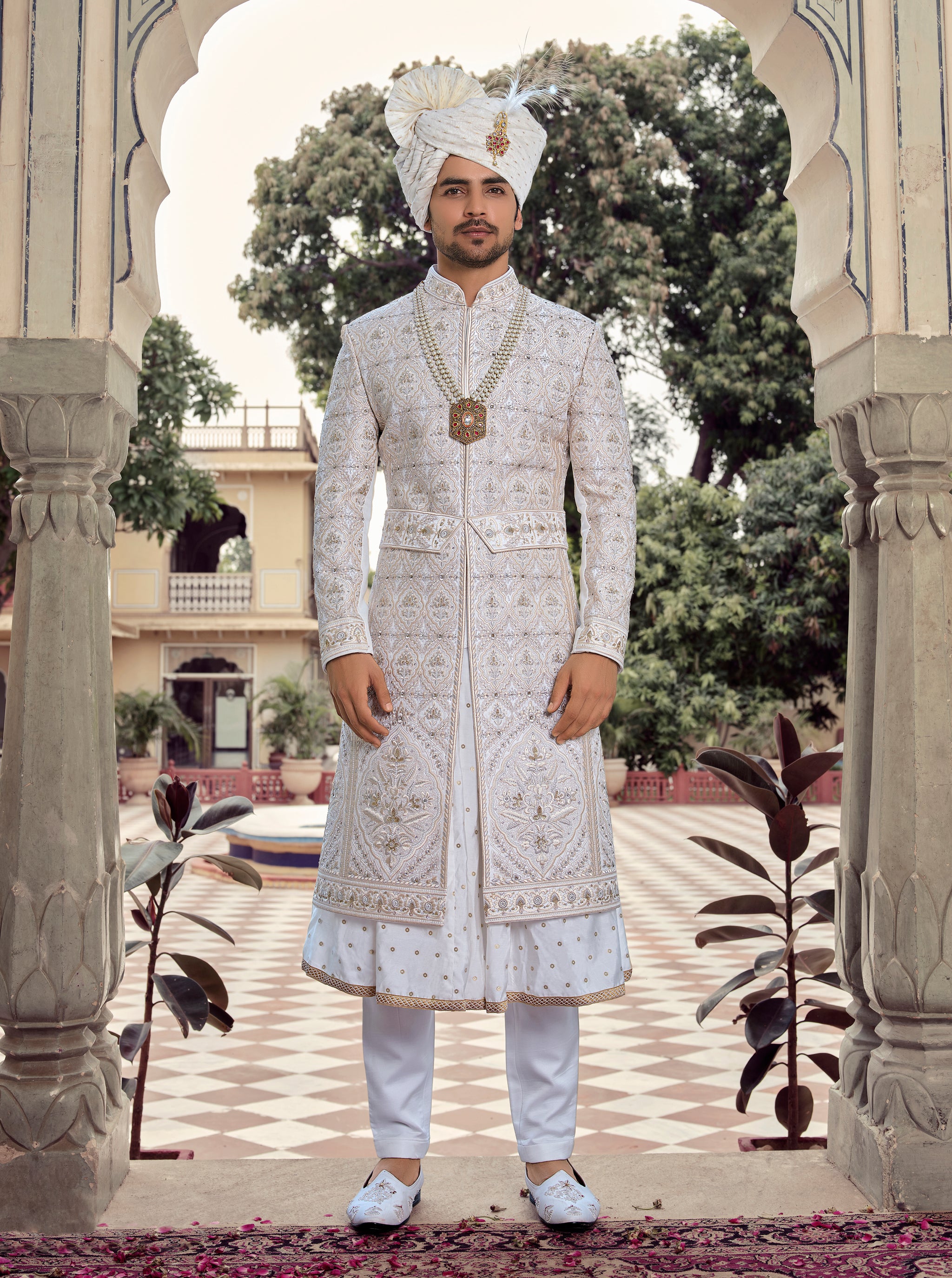 Ajay Arvindbhai Khatri Wedding Special Art Silk Pic Sherwani For Wedding