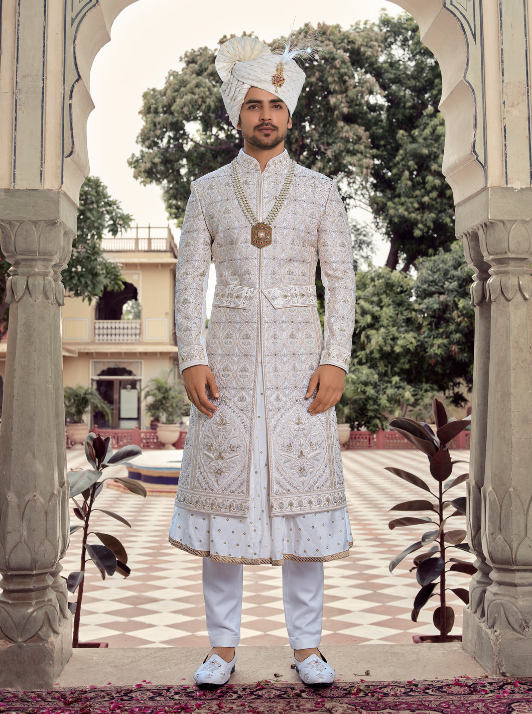 Ajay Arvindbhai Khatri Wedding Special Art Silk Pic Sherwani For Wedding