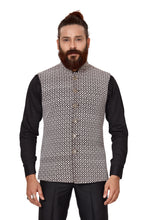 Load image into Gallery viewer, Ajay Arvindbhai Khatri Men&#39;s  Embroidered Fabric Regular Nehru Jacket Coffee Brown Color
