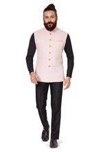 Load image into Gallery viewer, Ajay Arvindbhai Khatri Men&#39;s  Embroidered Fabric Regular Nehru Jacket Pink Color
