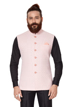 Load image into Gallery viewer, Ajay Arvindbhai Khatri Men&#39;s  Embroidered Fabric Regular Nehru Jacket Pink Color
