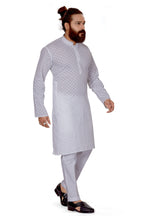 Load image into Gallery viewer, Ajay Arvindbhai Khatri Men&#39;s Pure Cotton Chakan Embroidery Kurta White Color
