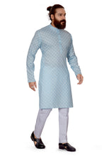 Load image into Gallery viewer, mens cotton printed sky blue colour kurta
