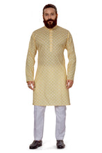 Load image into Gallery viewer, Ajay Arvindbhai Khatri Men&#39;s Cotton Printed Fabric Kurta Light Yellow
