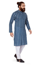 Load image into Gallery viewer, Ajay Arvindbhai Khatri Men&#39;s Pure Cotton Chakan Embroidery Kurta Sky Blue Color

