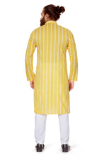 Load image into Gallery viewer, mens yellow color cotton embroidery kurta
