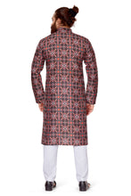 Load image into Gallery viewer, Ajay Arvindbhai Khatri Men&#39;s Poli Dupion  Printed Kurta Black Color
