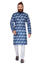 Load image into Gallery viewer, Ajay Arvindbhai Khatri Men&#39;s Cotton Printed Fabric Kurta Blue &amp; White
