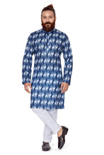 Load image into Gallery viewer, Ajay Arvindbhai Khatri Men&#39;s Cotton Printed Fabric Kurta Blue &amp; White
