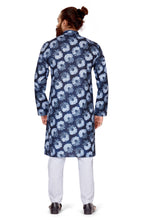 Load image into Gallery viewer, Ajay Arvindbhai Khatri Men&#39;s Cotton Printed Fabric Kurta Navy Blue
