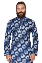 Load image into Gallery viewer, mens cotton printed blue colour kurta
