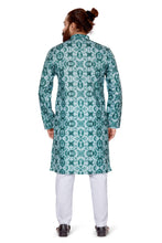 Load image into Gallery viewer, mens cotton printed bottle green colour kurta
