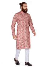 Load image into Gallery viewer, Ajay Arvindbhai Khatri Men&#39;s Cotton Printed Fabric Kurta Cream Red
