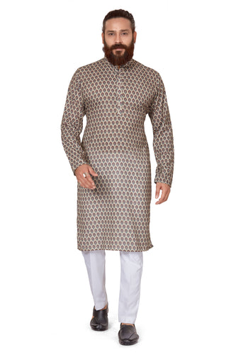 mens cotton printed kurta