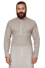 Load image into Gallery viewer, Ajay Arvindbhai Khatri Men&#39;s Cotton Printed Kurta Cream Print
