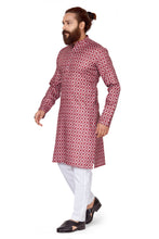 Load image into Gallery viewer, mens maroon dark pink color printed kurta
