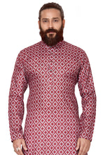 Load image into Gallery viewer, mens maroon dark pink color printed kurta
