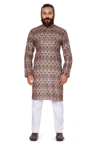 mens cotton printed kurta