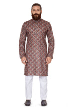 Load image into Gallery viewer, mens cotton printed coffee colour kurta
