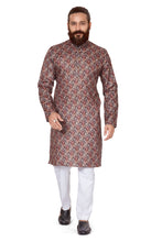 Load image into Gallery viewer, mens cotton printed coffee colour kurta
