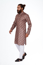 Load image into Gallery viewer, mens cotton printed coffee colour kurta
