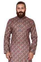 Load image into Gallery viewer, mens cotton printed coffee colour kurta
