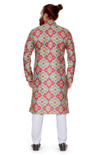 Load image into Gallery viewer, Ajay Arvindbhai Khatri Men&#39;s Poli Dupion  Printed Kurta Red Color
