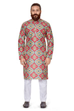 Load image into Gallery viewer, Ajay Arvindbhai Khatri Men&#39;s Poli Dupion  Printed Kurta Red Color
