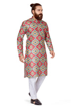 Load image into Gallery viewer, Ajay Arvindbhai Khatri Men&#39;s Poli Dupion  Printed Kurta Red Color
