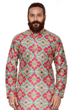 Load image into Gallery viewer, Ajay Arvindbhai Khatri Men&#39;s Poli Dupion  Printed Kurta Red Color
