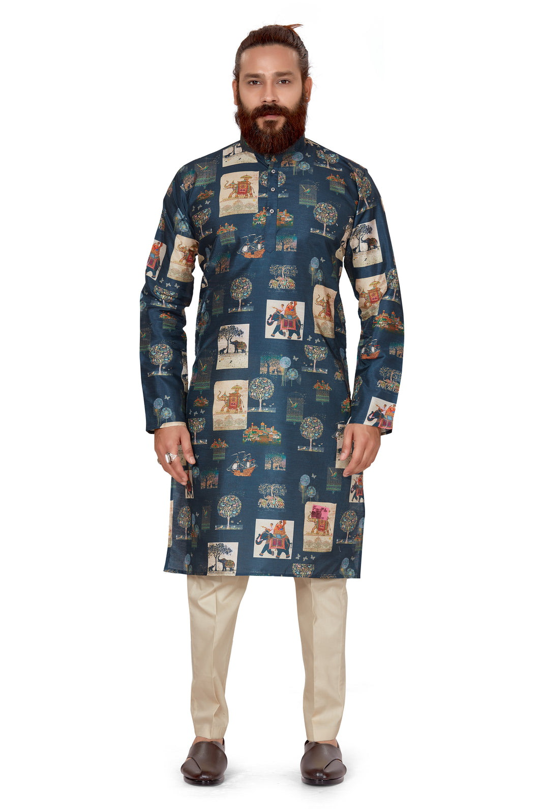 mens printed kurta