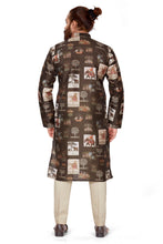 Load image into Gallery viewer, Ajay Arvindbhai Khatri Men&#39;s Poli Dupion  Printed Kurta Mehandi Color
