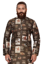 Load image into Gallery viewer, Ajay Arvindbhai Khatri Men&#39;s Poli Dupion  Printed Kurta Mehandi Color
