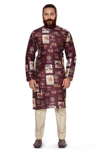 mens printed kurta