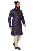 Load image into Gallery viewer, Ajay Arvindbhai Khatri Men&#39;s Cotton Printed Fabric Kurta Navy Blue
