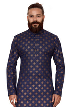 Load image into Gallery viewer, Ajay Arvindbhai Khatri Men&#39;s Cotton Printed Fabric Kurta Navy Blue
