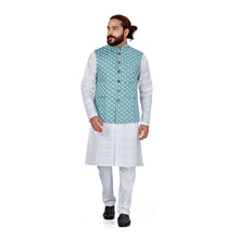 Load image into Gallery viewer, Ajay Arvindbhai Khatri Men&#39;s Regular Nehru Jacket Light Blue
