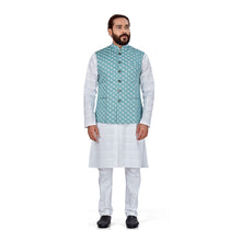 Load image into Gallery viewer, Ajay Arvindbhai Khatri Men&#39;s Regular Nehru Jacket Light Blue
