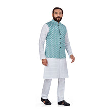 Load image into Gallery viewer, Ajay Arvindbhai Khatri Men&#39;s Regular Nehru Jacket Light Blue
