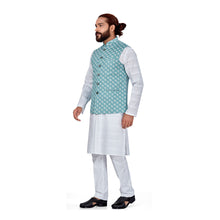 Load image into Gallery viewer, Ajay Arvindbhai Khatri Men&#39;s Regular Nehru Jacket Light Blue
