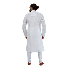 Load image into Gallery viewer, Ajay Arvindbhai Khatri Men&#39;s Pure Cotton Regular Lucknowi Chikan kurta White Colour

