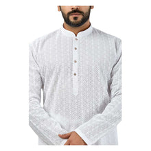 Load image into Gallery viewer, Ajay Arvindbhai Khatri Men&#39;s Pure Cotton Regular Lucknowi Chikan kurta White Colour
