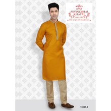 Load image into Gallery viewer, Ajay Arvindbhai Khatri Men&#39;s Neck Work Gold Color Kurta with Pyjama Set
