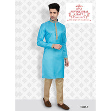 Load image into Gallery viewer, Ajay Arvindbhai Khatri Men&#39;s Neck Work Sky Blue Color Kurta with Pyjama Set
