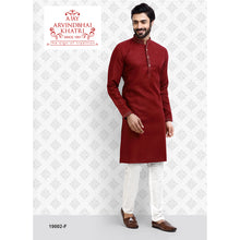 Load image into Gallery viewer, Ajay Arvindbhai Khatri Men&#39;s Maroon Colour Kurta &amp; White Pyjama Set
