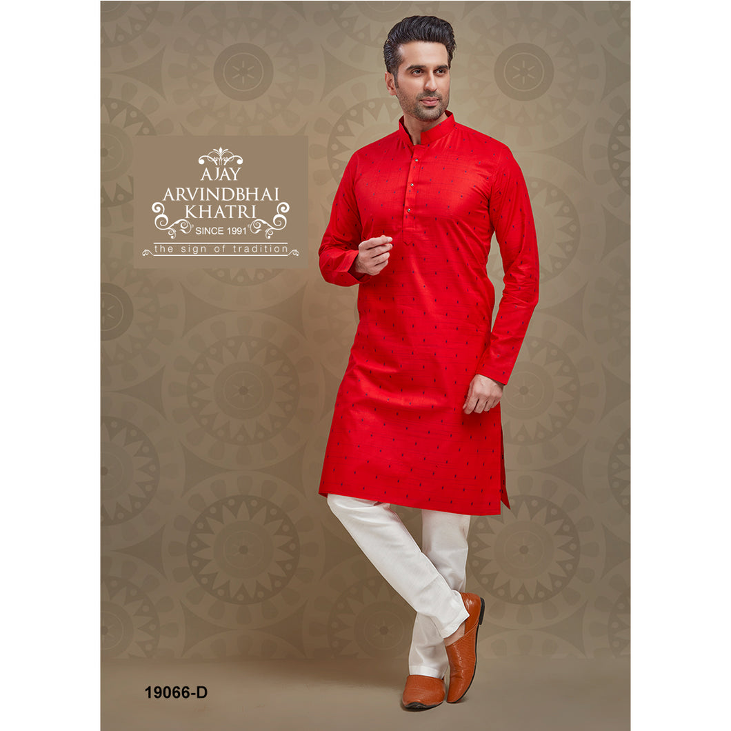 Copy of Ajay Arvindbhai Khatri Men's Red Color Cotton Kurta with Pyjama Set