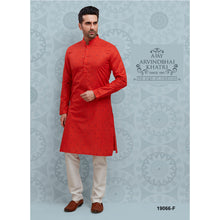 Load image into Gallery viewer, Ajay Arvindbhai Khatri Men&#39;s Tomato Color Cotton Kurta with Pyjama Set
