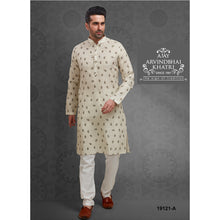 Load image into Gallery viewer, Ajay Arvindbhai Khatri Men&#39;s Cream Color Cotton Kurta with Pyjama Set

