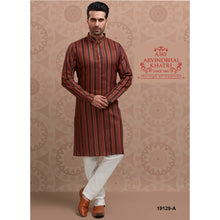 Load image into Gallery viewer, Ajay Arvindbhai Khatri Men&#39;s Buti Brown Color Cotton Kurta with Pyjama Set
