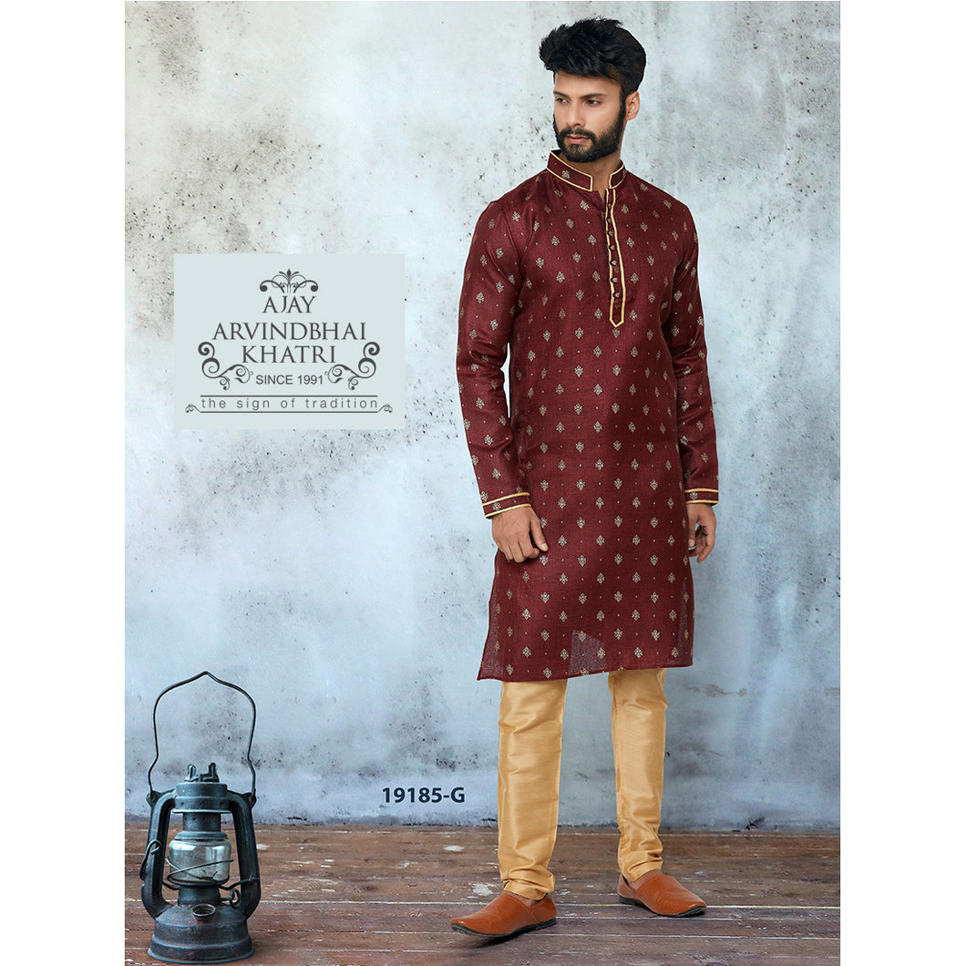 mens maroon color kurta pajama set